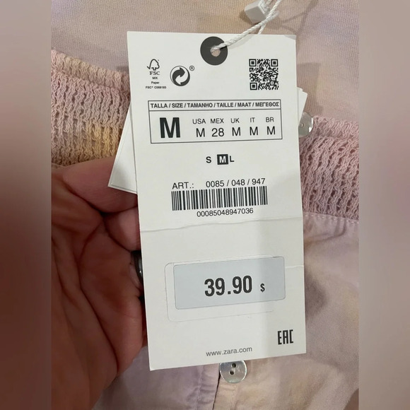 NWT Zara balloon sleeve peplum tie dye blouse, size medium - Picture 6 of 9